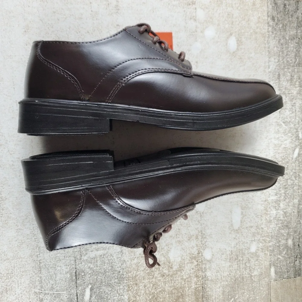 Deer Stags Gabe Boys Shoe 3 M Dark Brown Simulated Leather Square Toe Lace Up